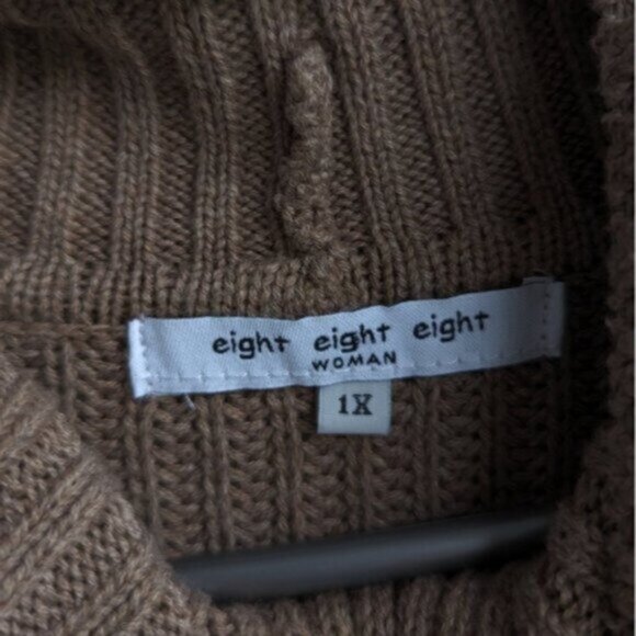 eight eight eight colourblock striped 100% cotton knit turtleneck sweater - Picture 4 of 6